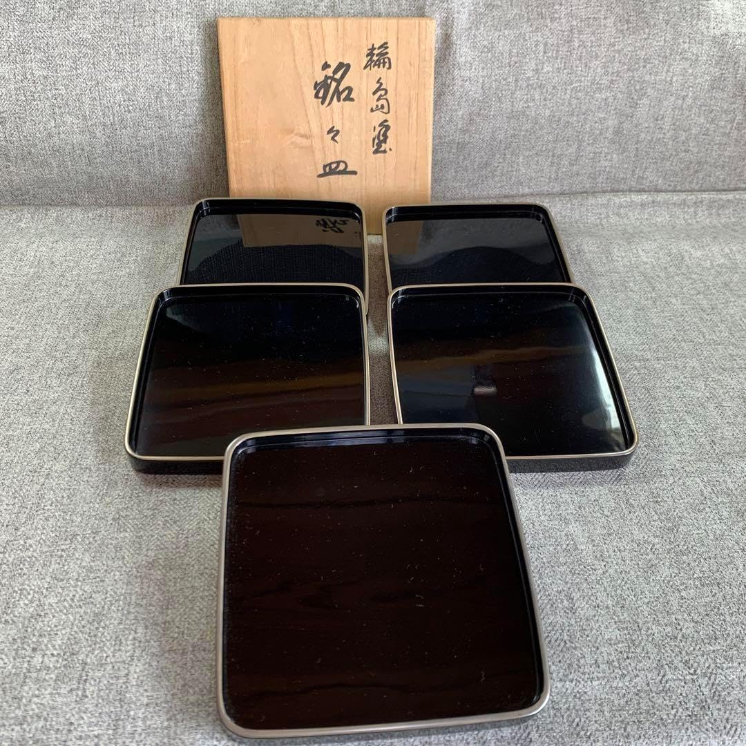 輪島塗 銘々皿 菓子皿 角皿 銘々盆 トレイ トレー 茶托5・銘々皿5